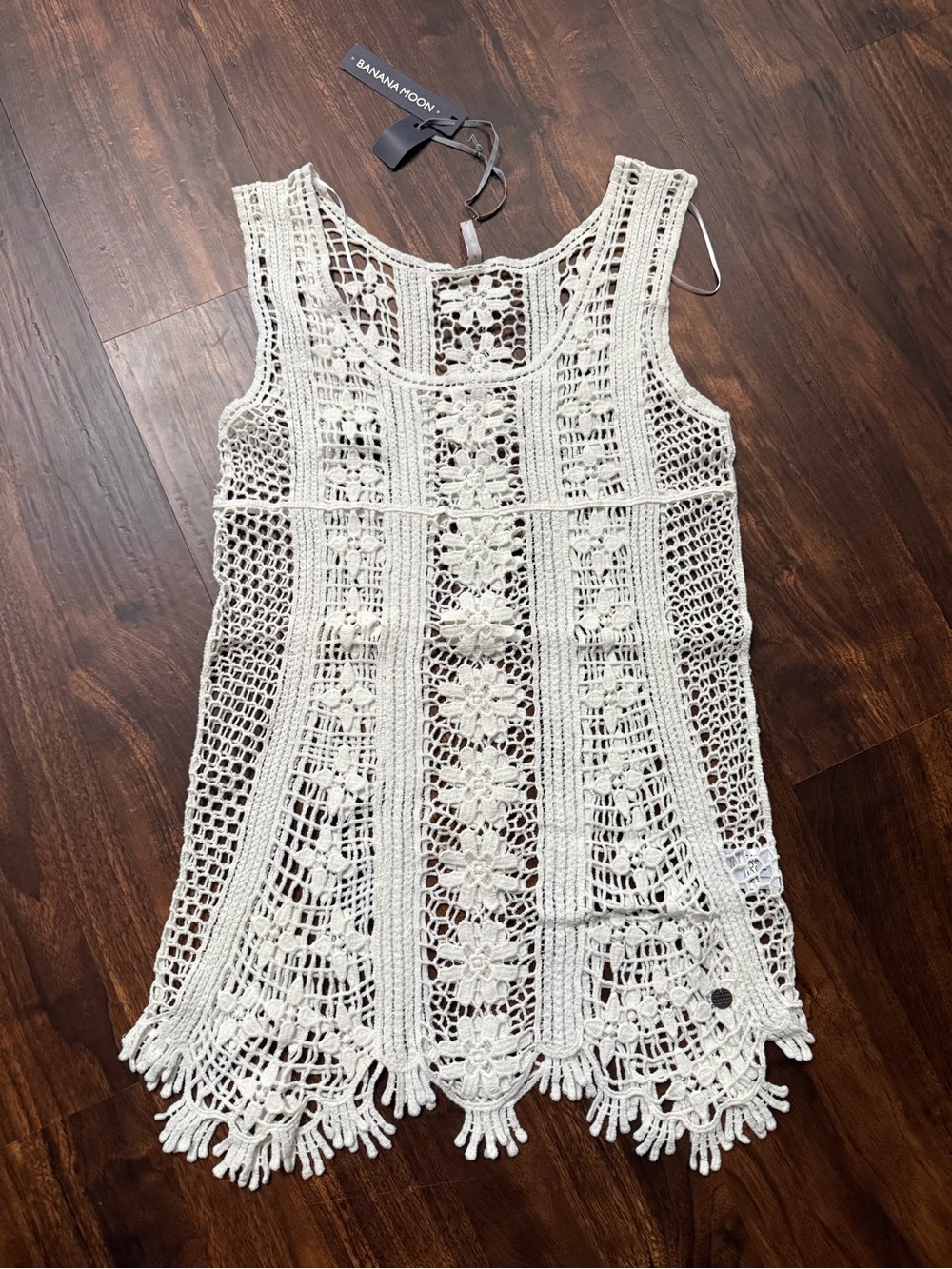 Bananamoon White Crochet Swim Coverup